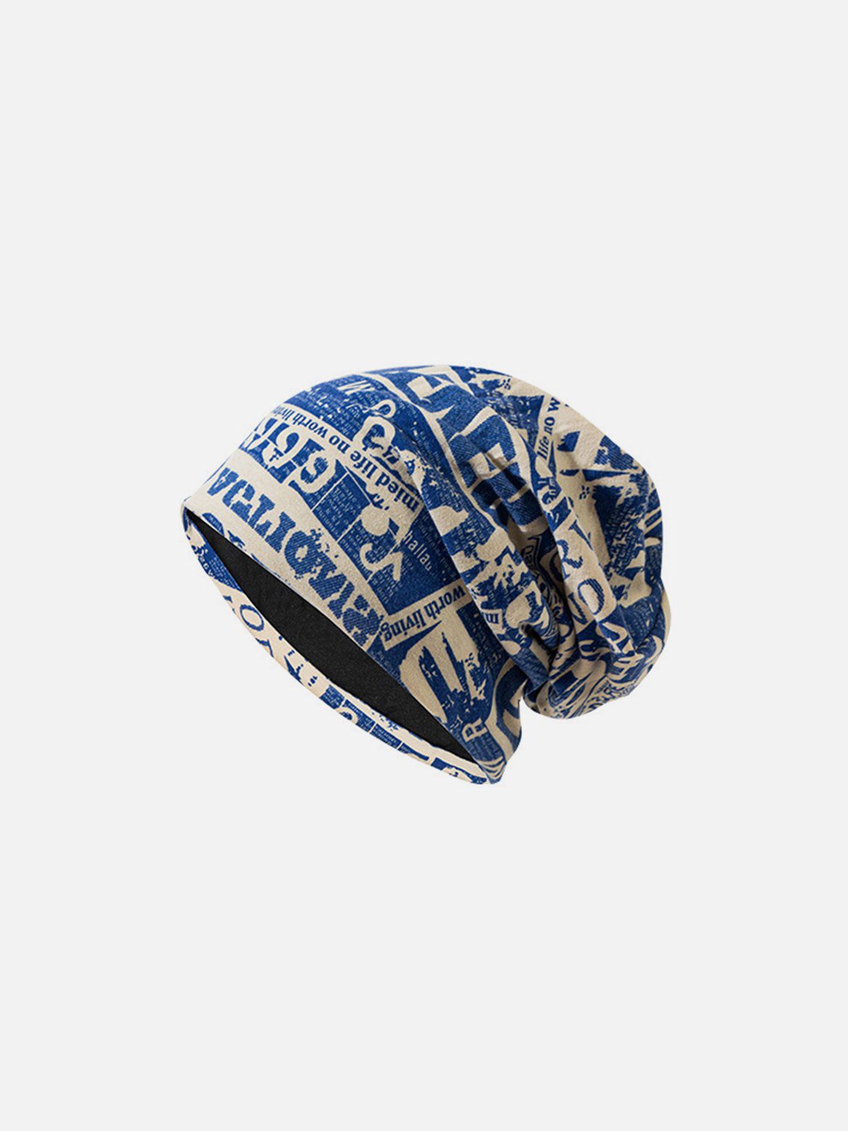 Fvshya English Newspaper Print Heap Cap