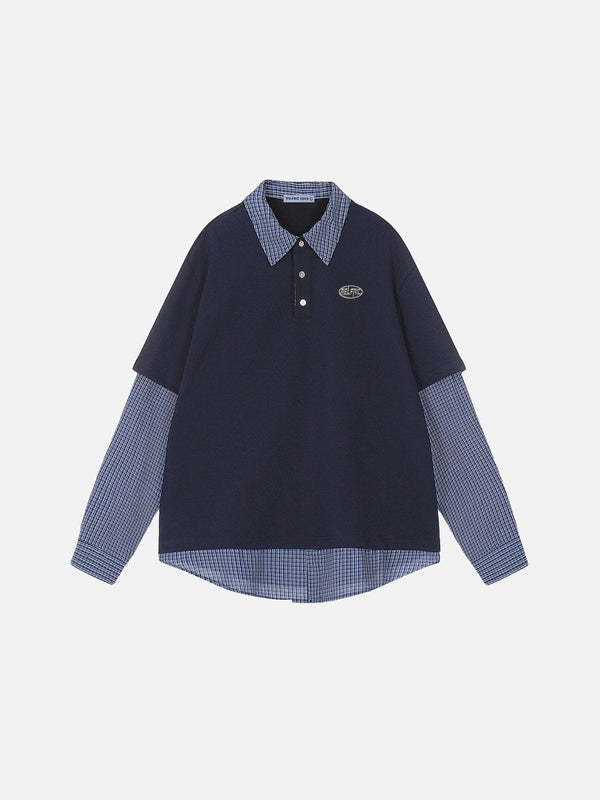 Fvshya Double Layer Polo Long Sleeve Tee