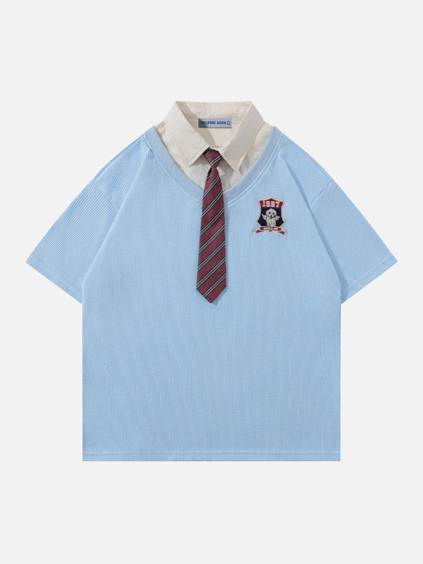Fvshya College Stripe Tie Polo Tee