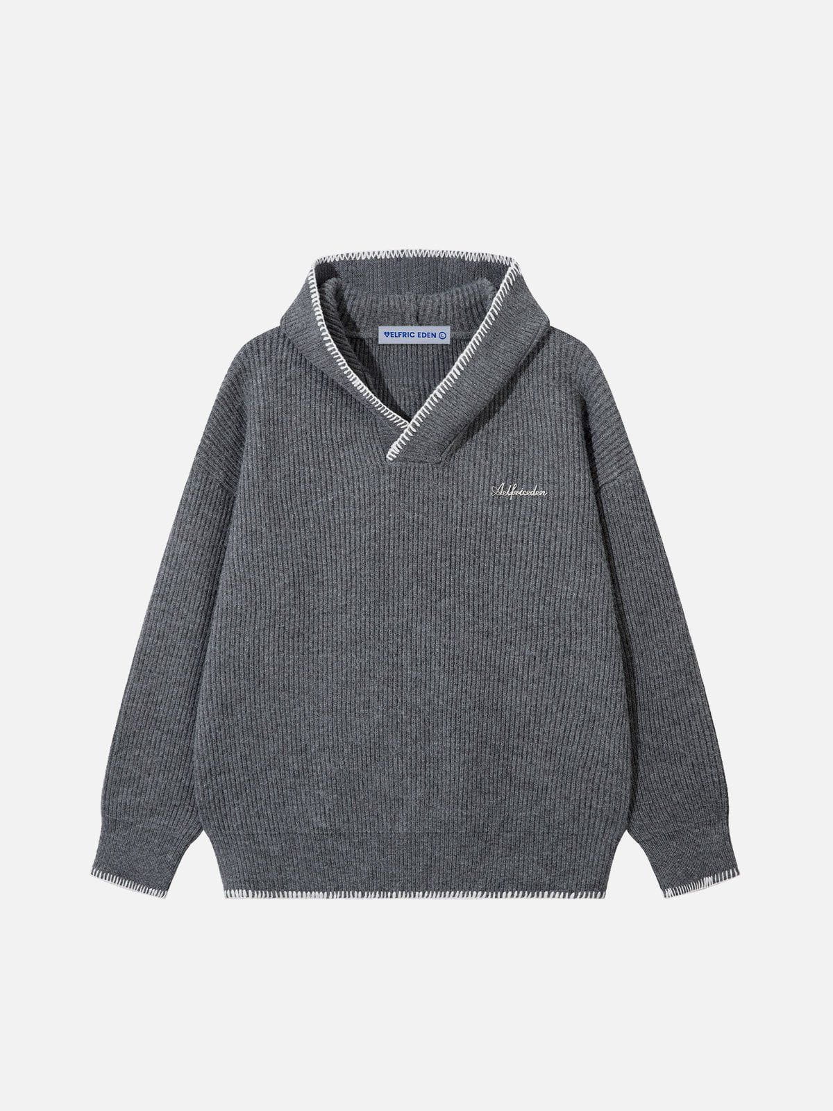 Fvshya Line Patchwork Knit Hoodie