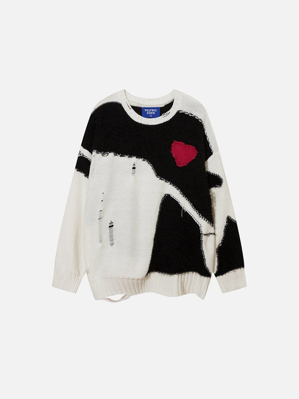 Fvshya Color Blocking Distressed Sweater
