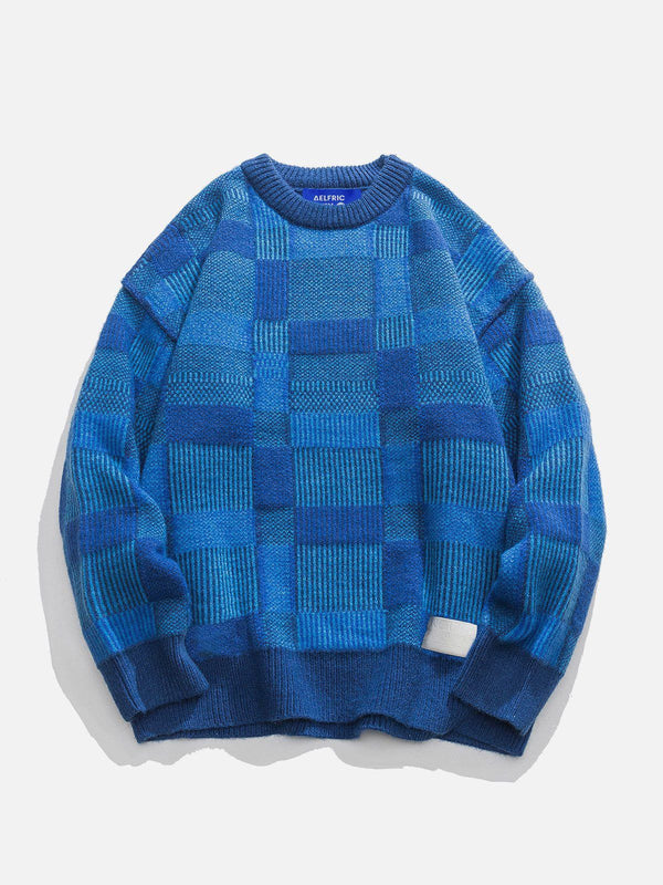Fvshya 3D Embroidery Plaid Sweater