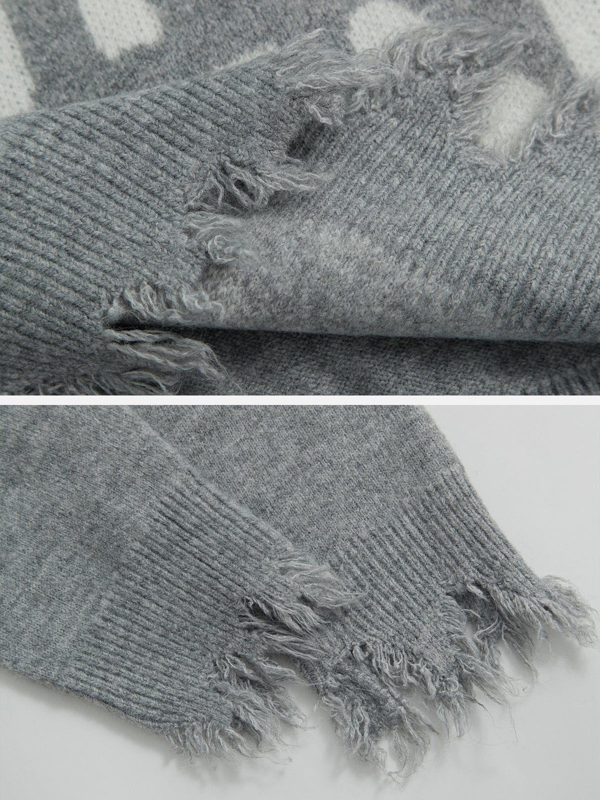 Fvshya Letters Ripped Hole Sweater