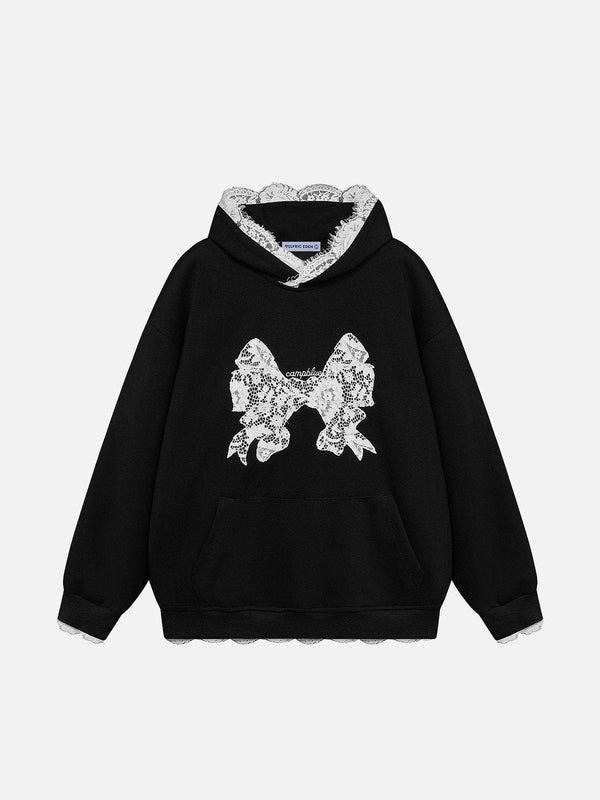 Fvshya Lace Patchwork Hoodie