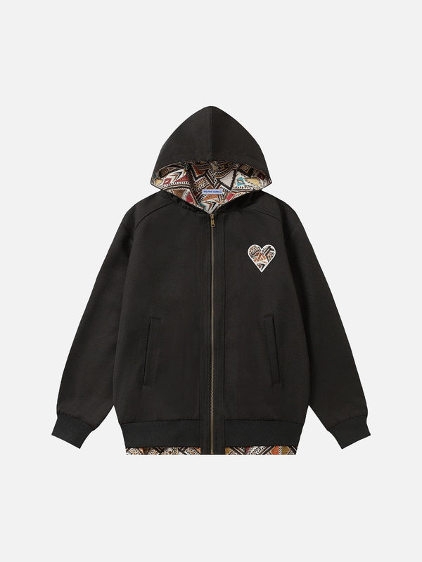 Fvshya Fair Isle Patchwork Zip Up Hoodie