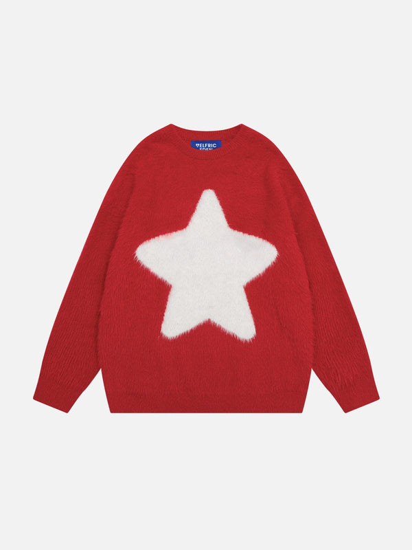 Fvshya Star Graphic Red Sweater