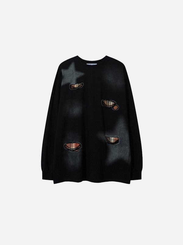 Fvshya Star Plaid Distressed Sweatshirt