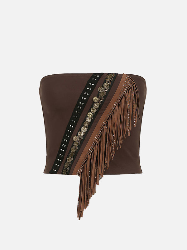 Fvshya Tassel Patchwork Cami Top