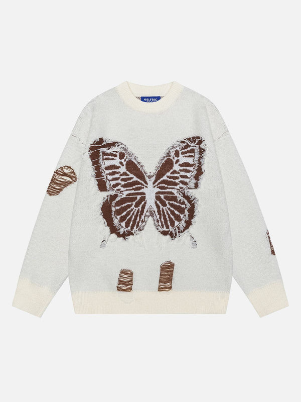 Fvshya Fringe Distressed Butterfly Sweater