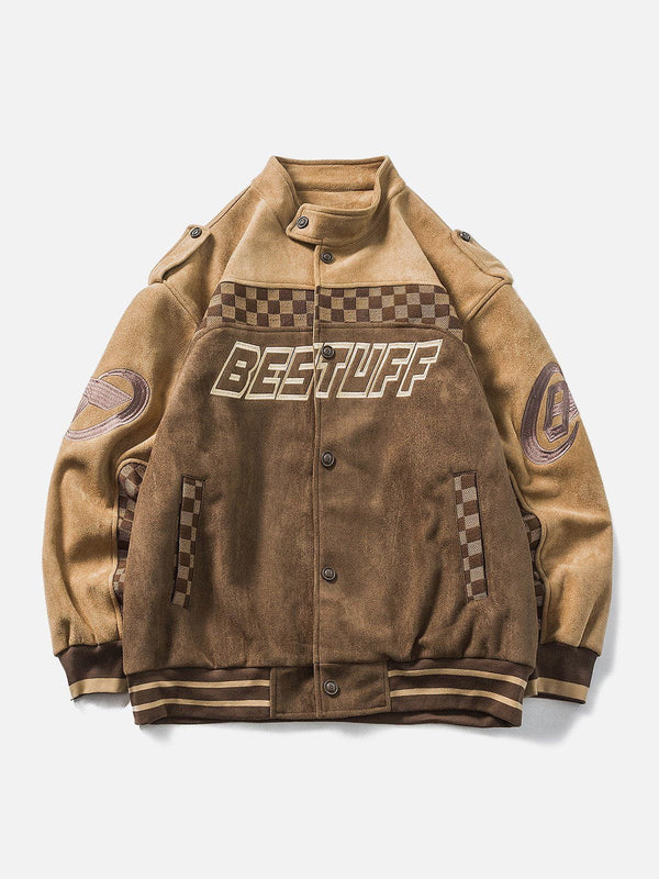 Fvshya "Street Star" Suede Patchwork Racing Jacket