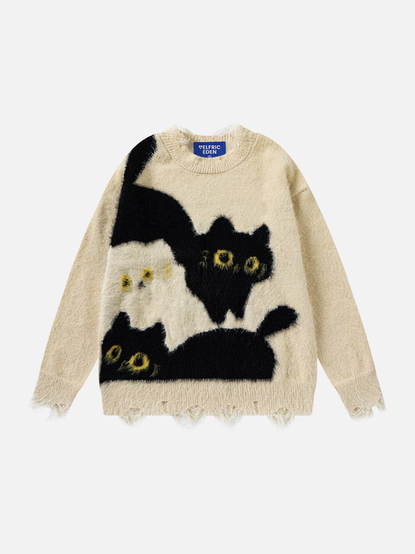 Fvshya Color Blocking Cat Sweater