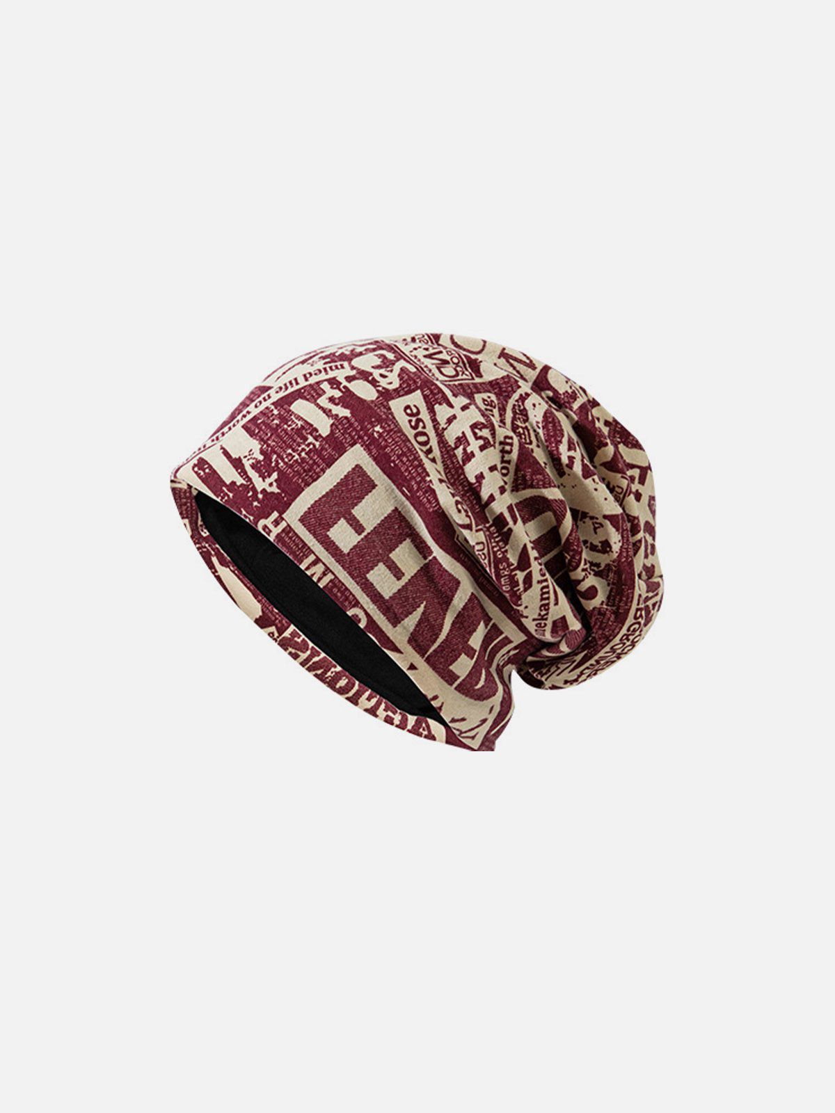 Fvshya English Newspaper Print Heap Cap