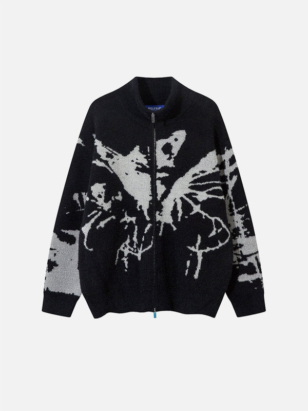 Fvshya Butterfly Graphic Zip Up Cardigan