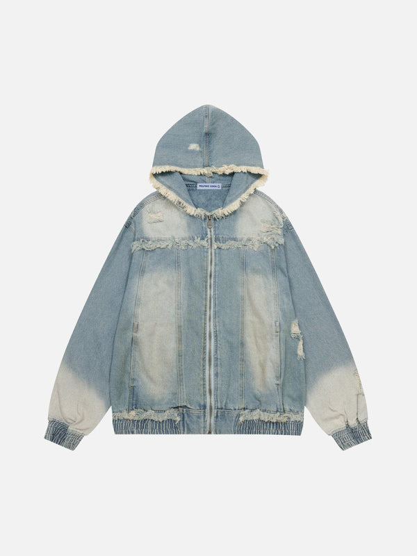 Fvshya Fringe Mud Dyeing Zip Up Hoodie