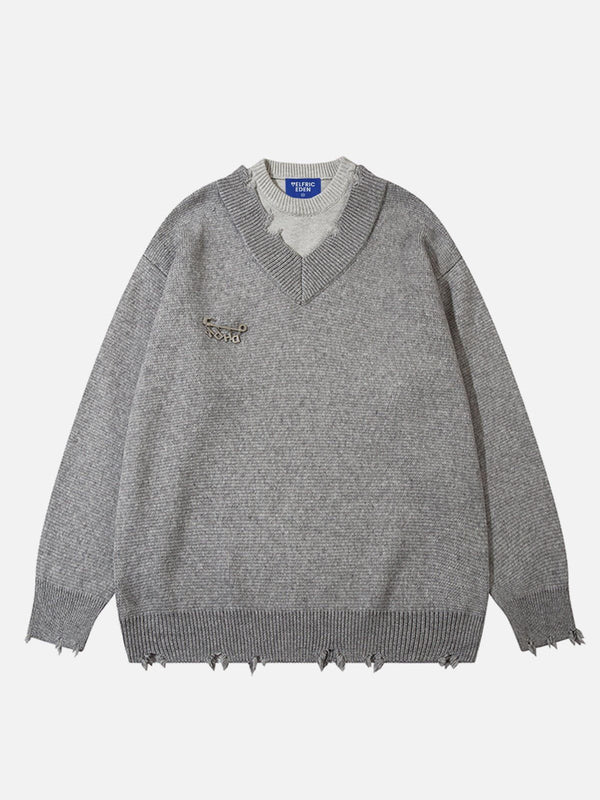 Fvshya Retro Preppy Two-Piece Sweater