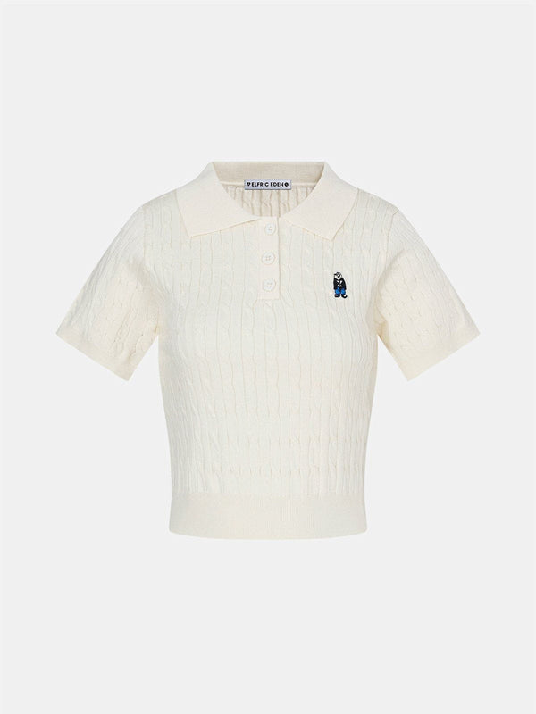 Fvshya Cartoon Embroidery Polo Tee