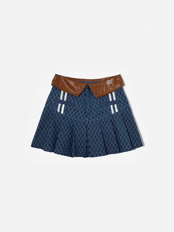 Fvshya Vintage Denim Jacquard Skirt