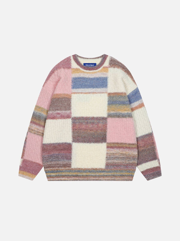 Fvshya Color Blocking Plaid Sweater
