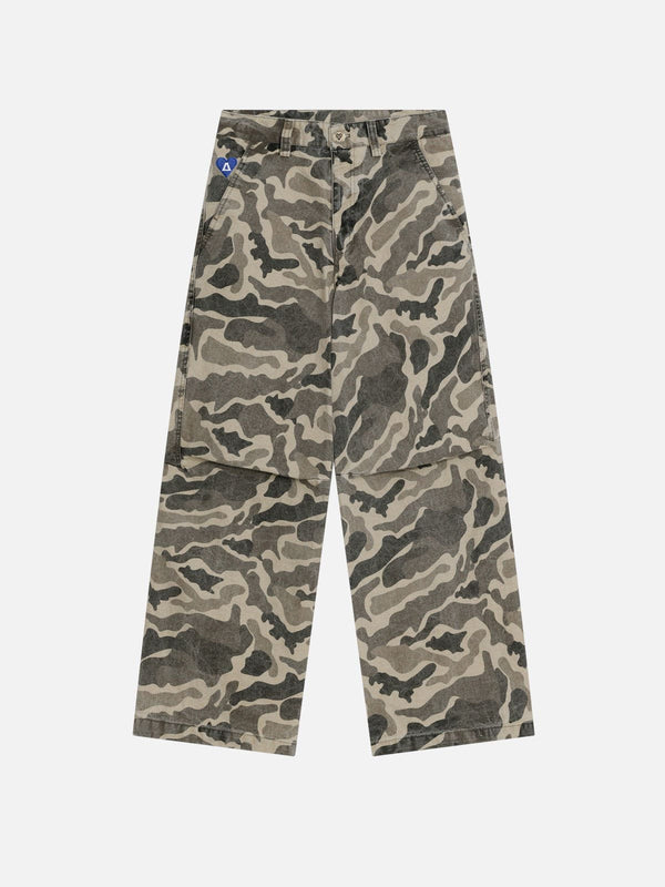 Fvshya Wrinkle Camouflage Loose Jeans