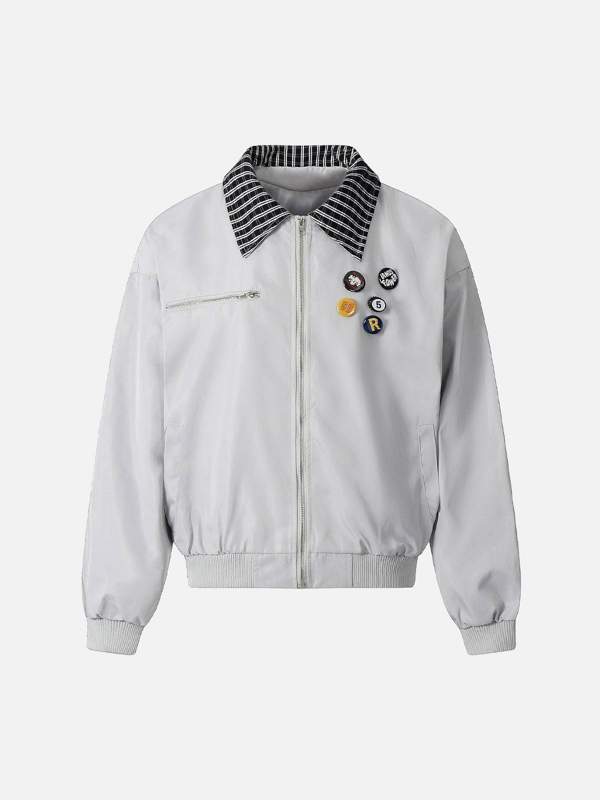 Fvshya Retro Badge Stitching Work Jacket